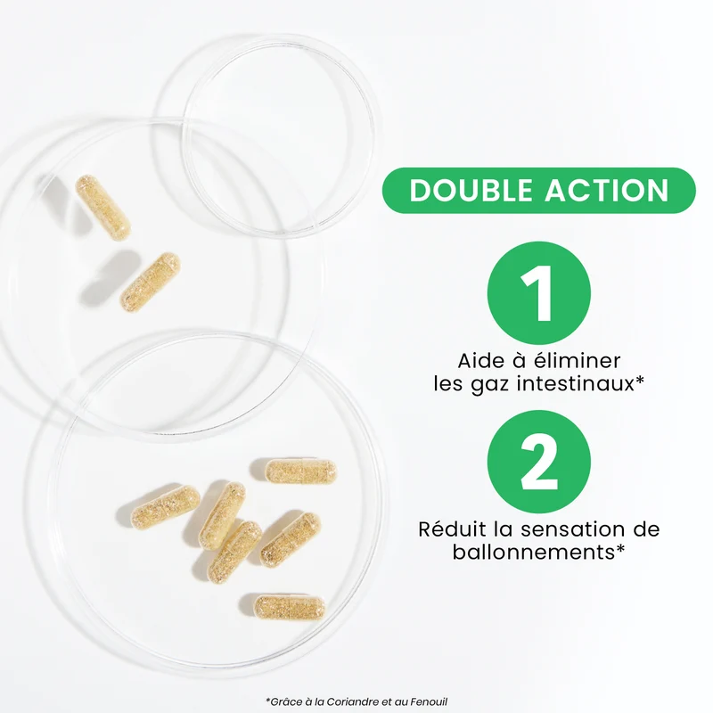 Complément alimentaire Gaz et Ballonnements Bio - 30 gélules