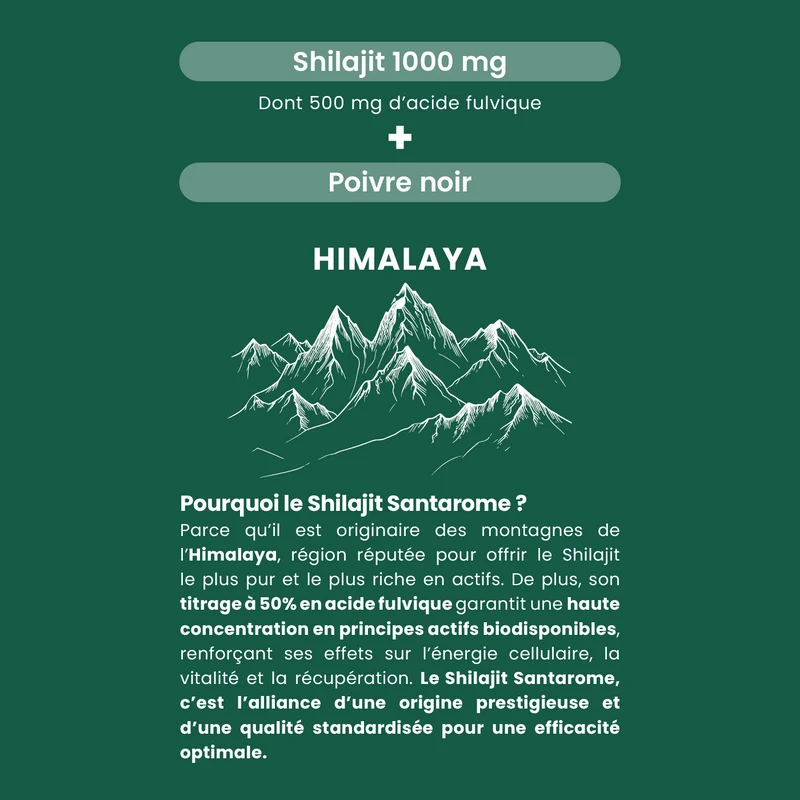 Shilajit + 1000 mg - 60 gélules