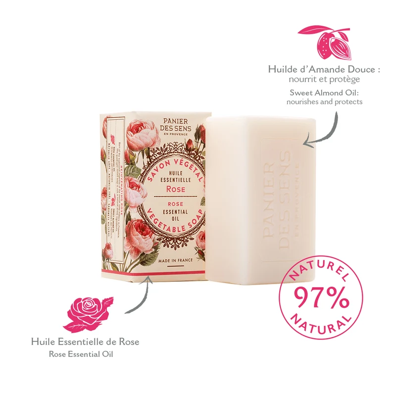 Savon solide végétal - Rose Envoûtante 150g