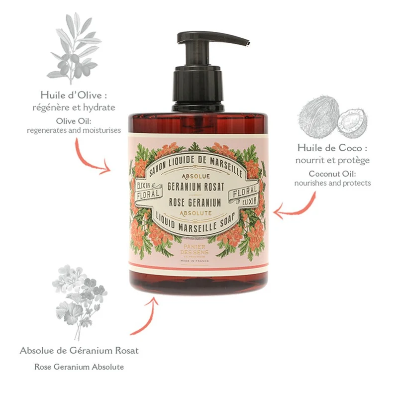 Savon de Marseille liquide | Géranium Rosat 500ml