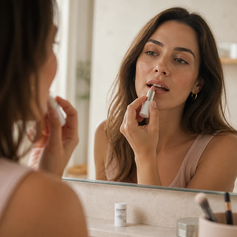 Rouge à lèvres crème éclat Lavera 04 Pêche Nude