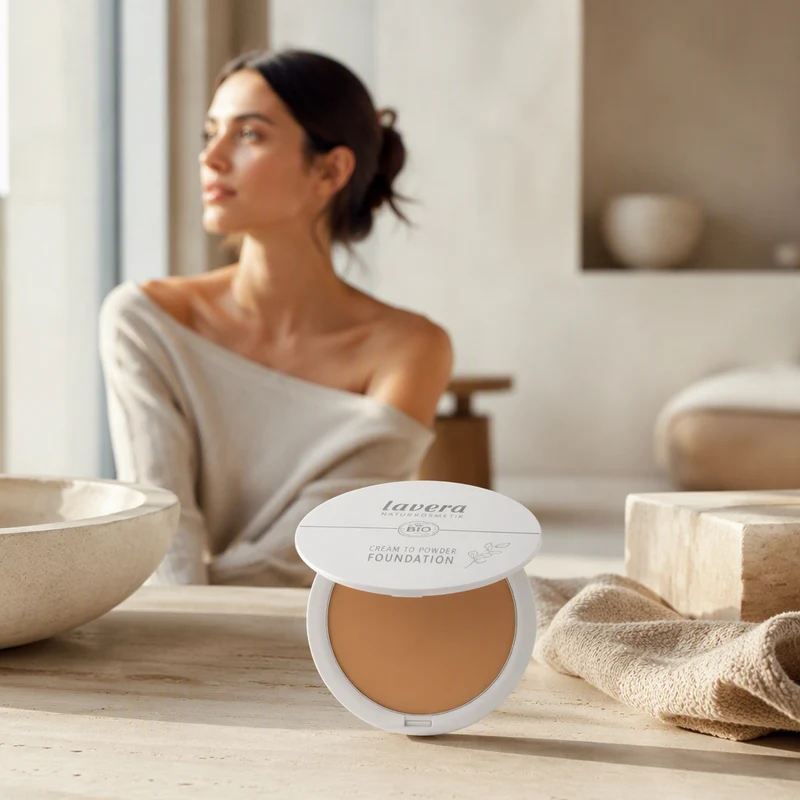Fond de teint crème poudre de maquillage Lavera 02 Tanned