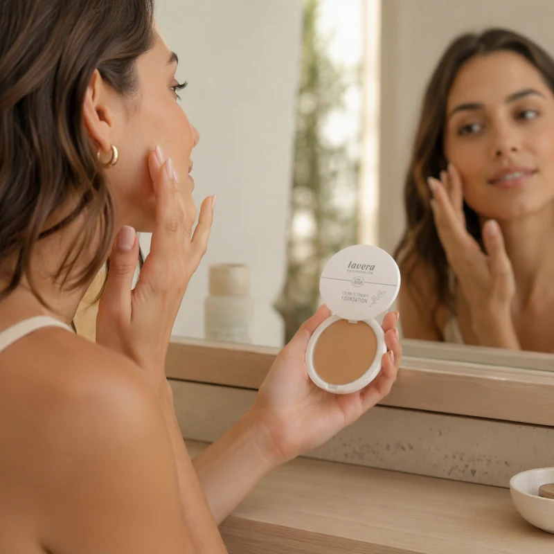 Fond de teint crème poudre de maquillage Lavera 02 Tanned