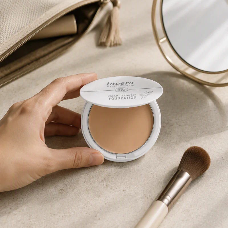 Fond de teint crème poudre de maquillage Lavera 02 Tanned