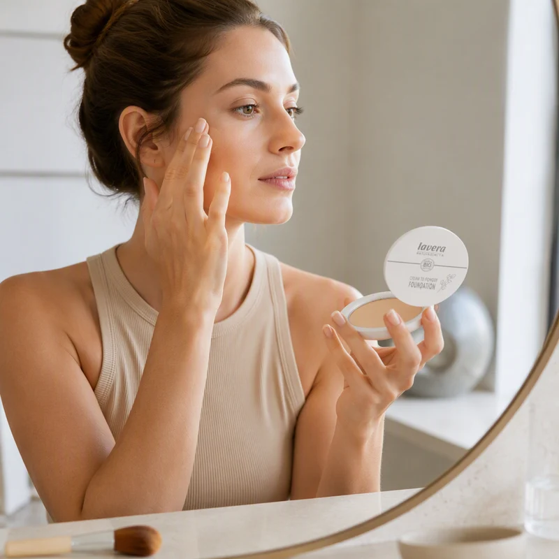 Fond de teint crème poudre de maquillage Lavera 01 Light