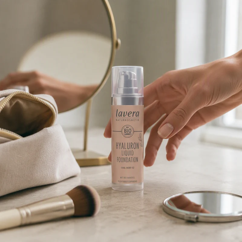 Fond de teint fluide à l'acide hyaluronique Lavera 02 Cool Ivory 30 ml