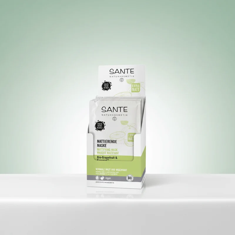 Masque Matifiant Sante au Pamplemousse Bio et Evermat 2X4ml