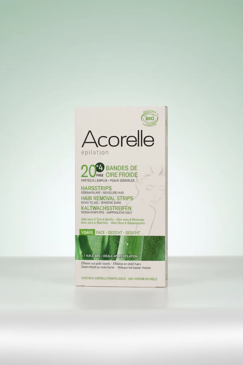Bandes de cire froide pour le visage Acorelle 20uds + 4