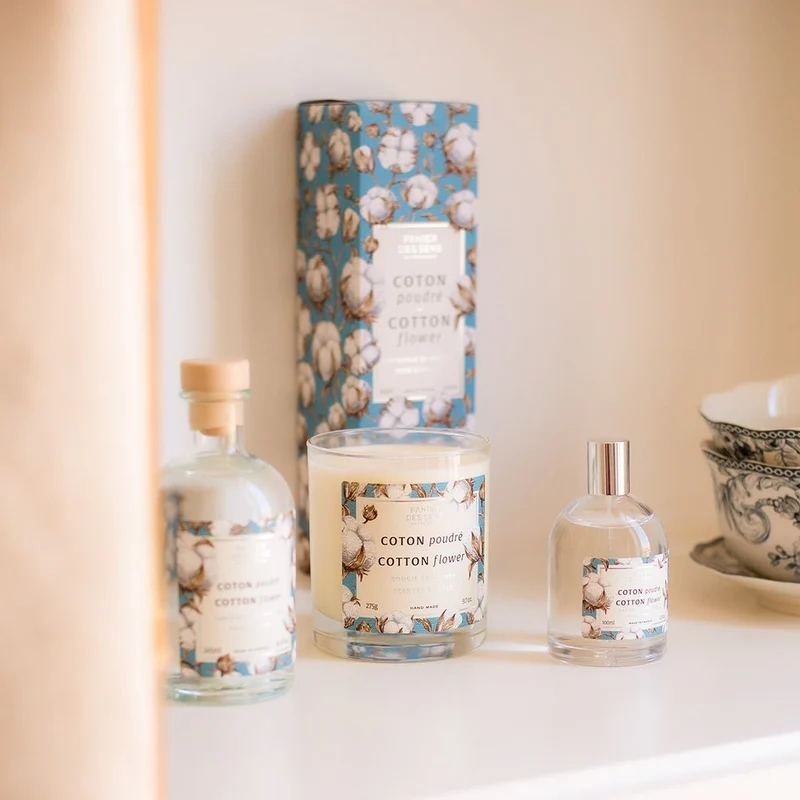 Bougie parfumée cire végétale - Parfum Coton Poudré 275g