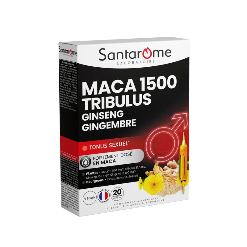 Maca 1500 Tribulus Ginseng Gingembre - 20 ampoules