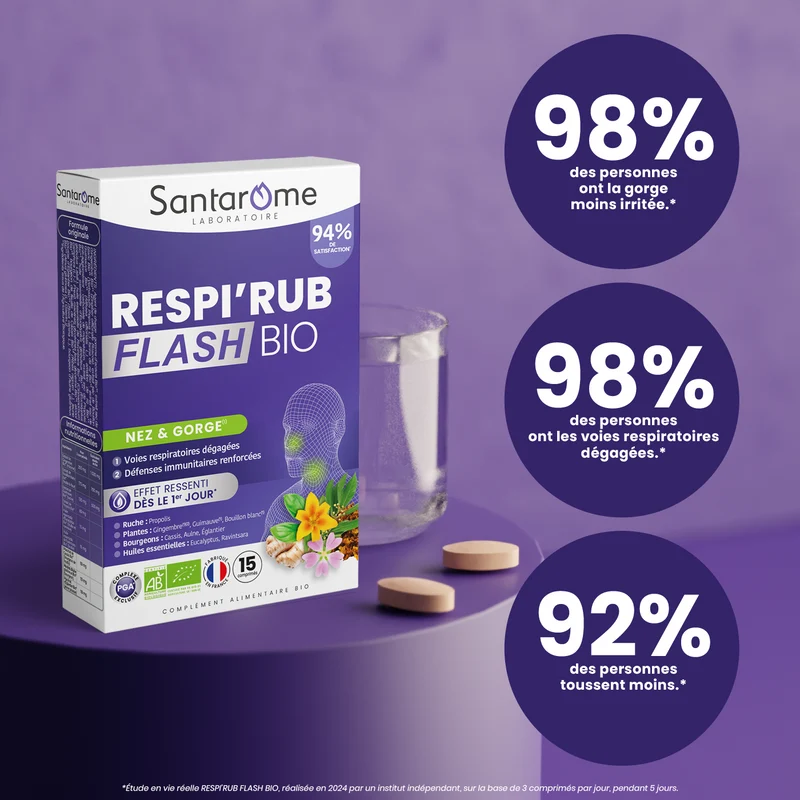 Respi'Rub Flash Bio - 15 comprimés