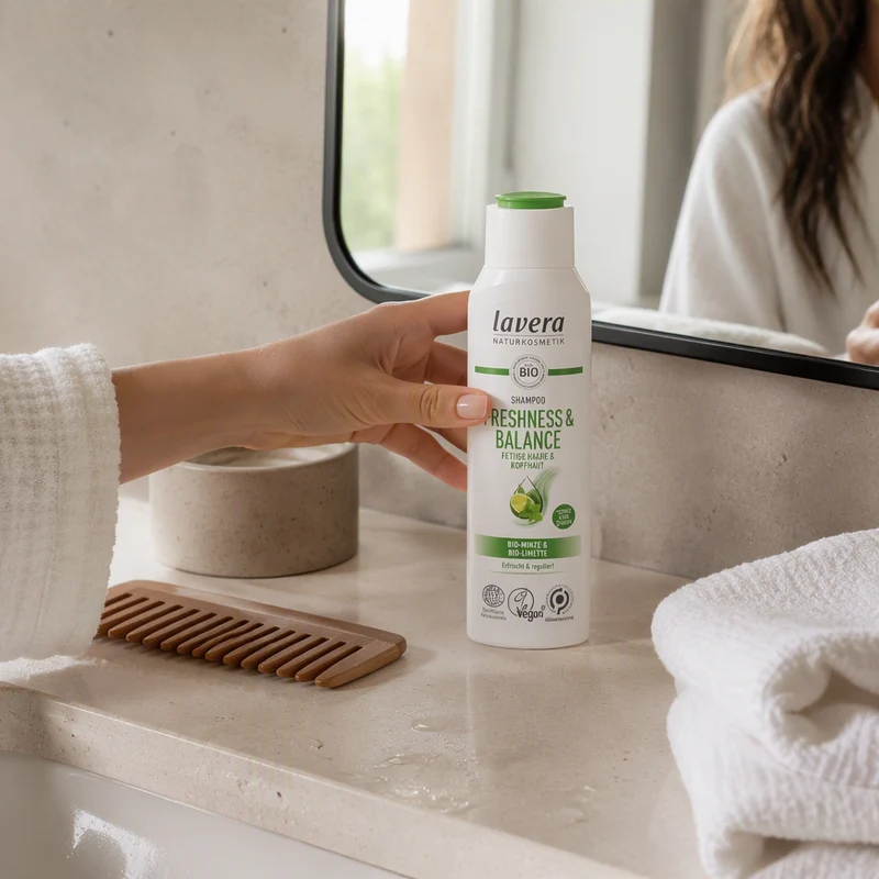 Lavera Shampooing Équilibrant et Rafraîchissant pour Cheveux et Racines Grasses 250 ml