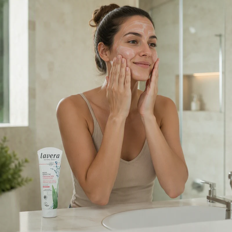 Lavera Basis Lait Démaquillant Visage Sensible à l'Aloe Vera et Karite 125 ml
