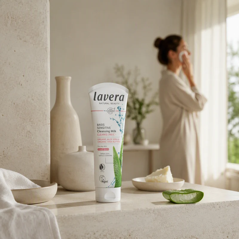 Lavera Basis Lait Démaquillant Visage Sensible à l'Aloe Vera et Karite 125 ml