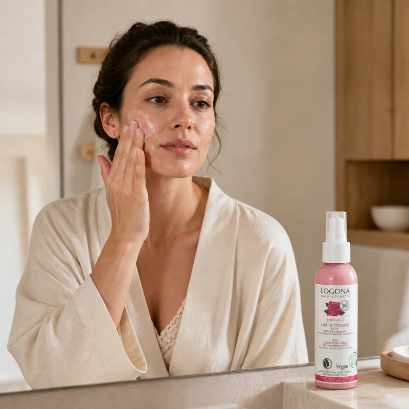 Logona Lait Nettoyant Visage Nourrissant Rose de Damas 125 ml