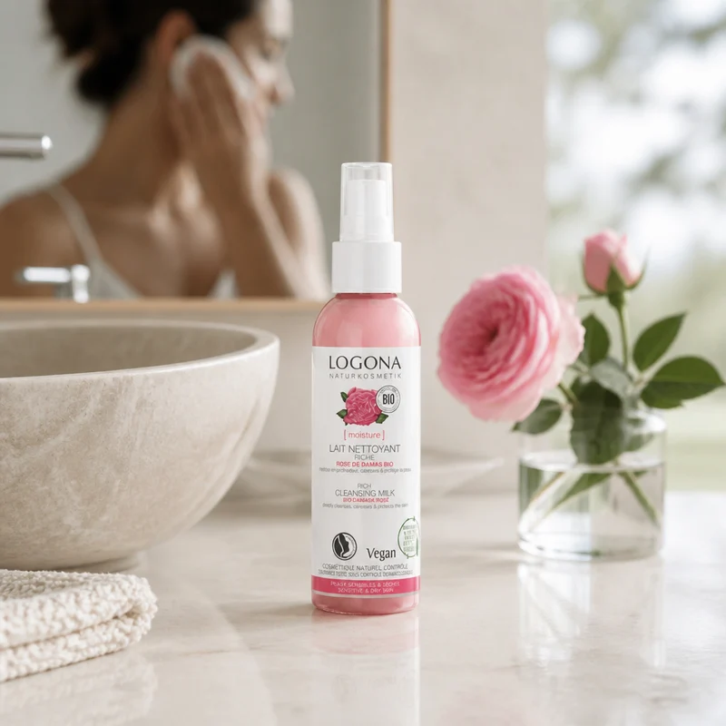 Logona Lait Nettoyant Visage Nourrissant Rose de Damas 125 ml