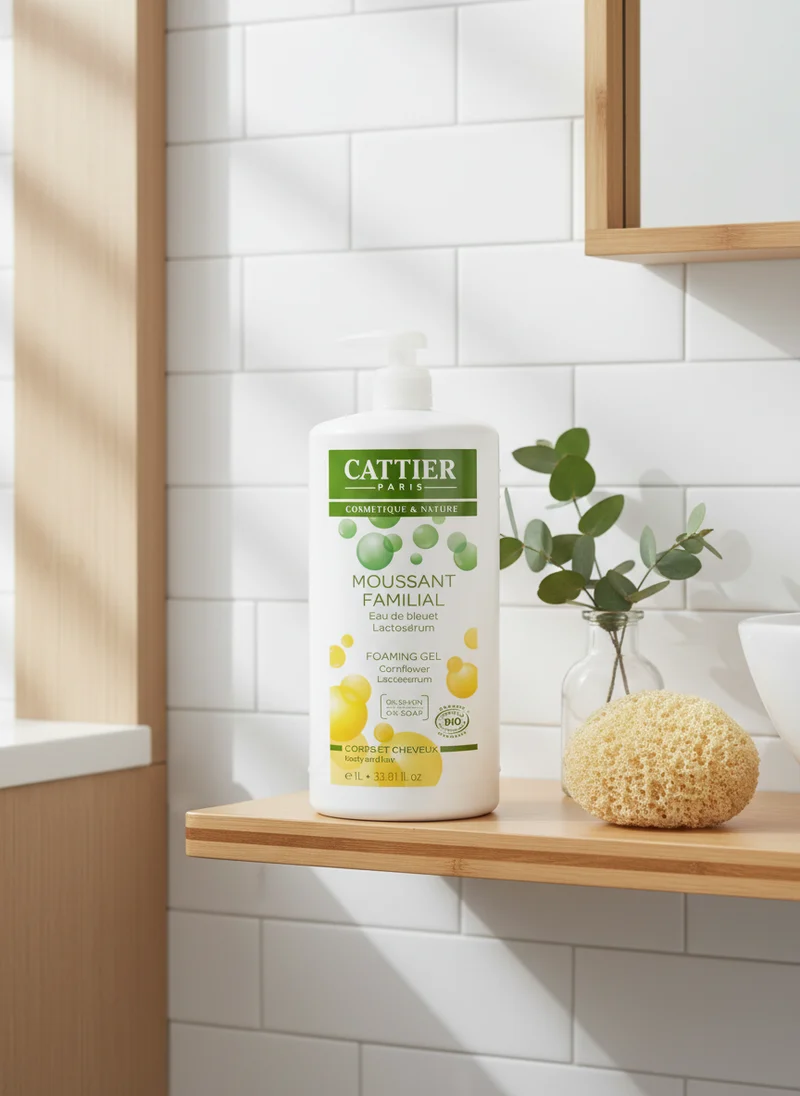 Gel de bain Cattier et shampooing moussant familial 1lt
