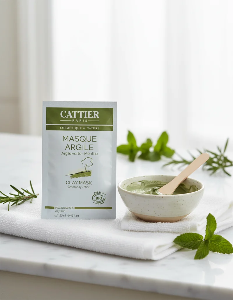 Masque Cattier en sachet unidose à l'argile verte pour peaux grasses 12.5mlx12uts