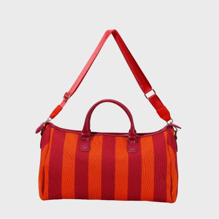 Borsa da Viaggio City Girl Travel Bag a Righe Rosso Arancione