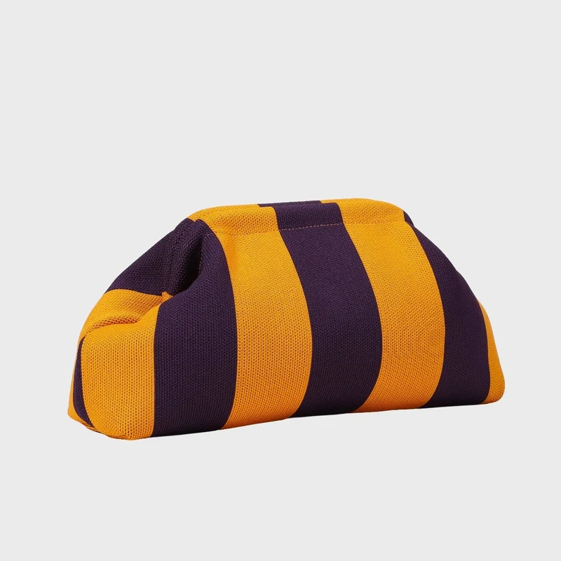 Borsa Pochette da Donna a Righe Viola e Gialle