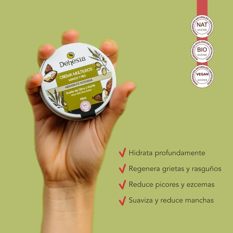 Dehesia BIO Crème Mains-Pieds Multi-usages à l'Huile d'Olive et au Beurre de Karité 100 ml