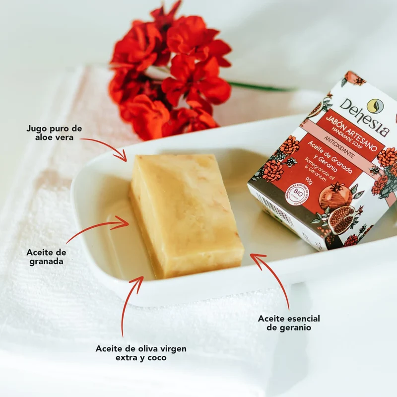 Dehesia BIO Savon Artisanal Antioxydant à la Grenade et Géranium 100gr