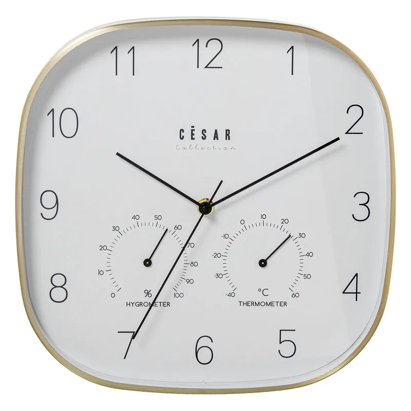 Orologio da Parete con Termometro e Igrometro D 28cm Argento Peraga Home