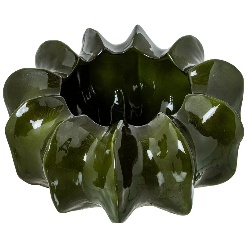 Centro Cactus in Ceramica D45cm Verde Scuro Lucido Peraga Home
