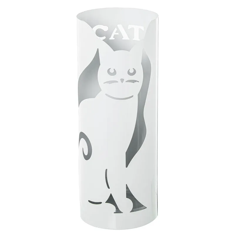Portaombrelli Tondo in Metallo con Decoro Gufo D19.5x49cm Bianco Peraga Home
