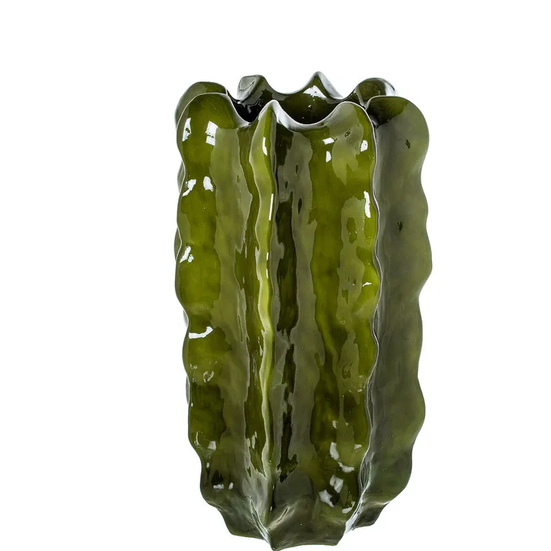 Vaso a forma di Cactus 70cm Verde Scuro Lucido Peraga Home