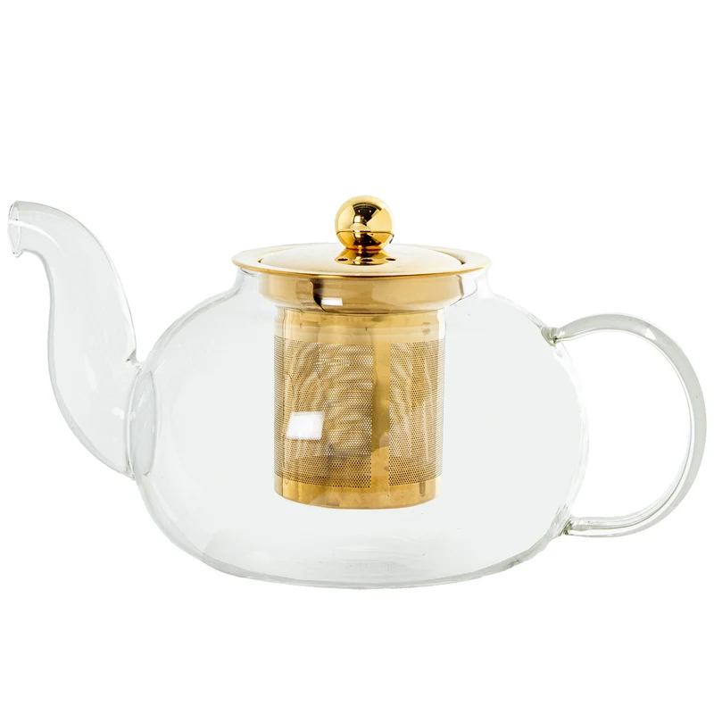 Teiera in Vetro Borosilicato con Filtro in Acciaio 800ml Trasparente Peraga Home