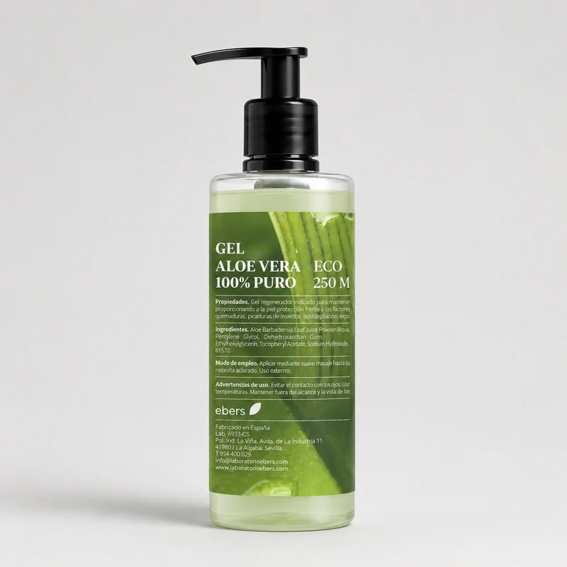 Ebers Gel Aloe Vera 100% Pure ECO avec Distributeur 250ML
