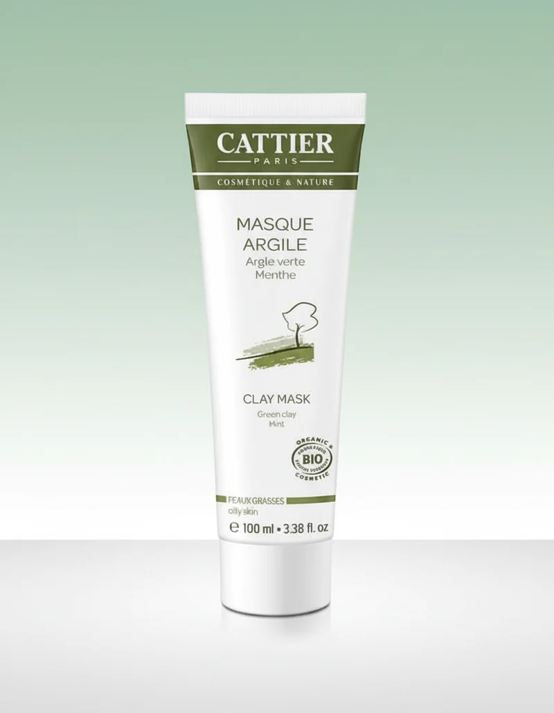 Masque Visage Cattier à l'Argile Verte pour Peaux Grasses 100 ml