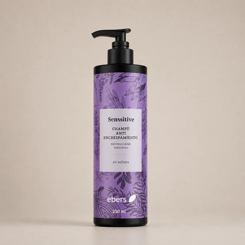 Shampoing anti-frisottis sans sulfate Ebers à la kératine et à l'acide hyaluronique 250 ml