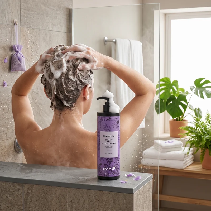 Shampoing anti-frisottis sans sulfate Ebers à la kératine et à l'acide hyaluronique 250 ml