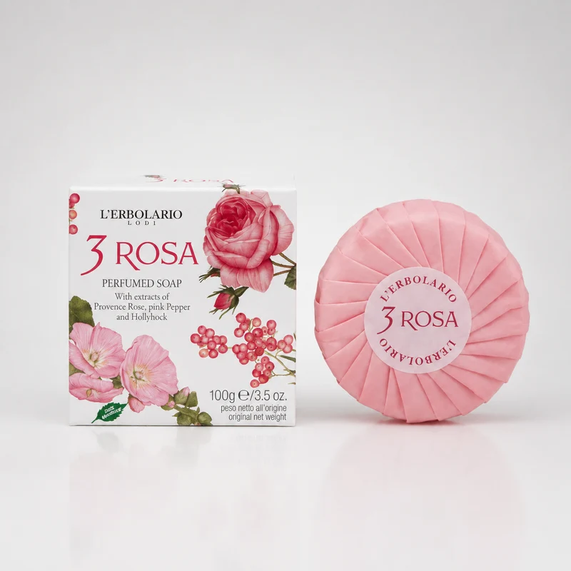 L'Erbolario 3 Rosa Savon Mains Parfumé 100gr