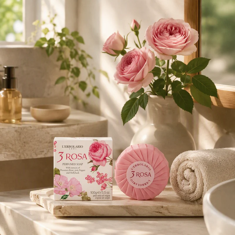 L'Erbolario 3 Rosa Savon Mains Parfumé 100gr