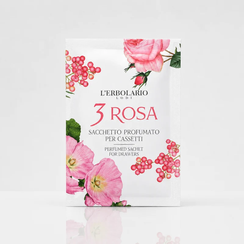 L'Erbolario 3 Sachet Parfumé Rose pour Tiroirs 1 unité