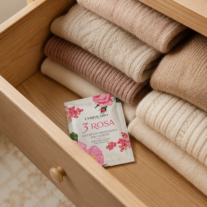 L'Erbolario 3 Sachet Parfumé Rose pour Tiroirs 1 unité