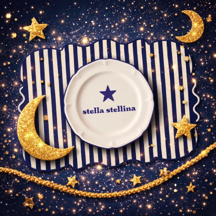 Tovaglietta Sagomata a Righe Blu Stella Stellina 44x30 cm