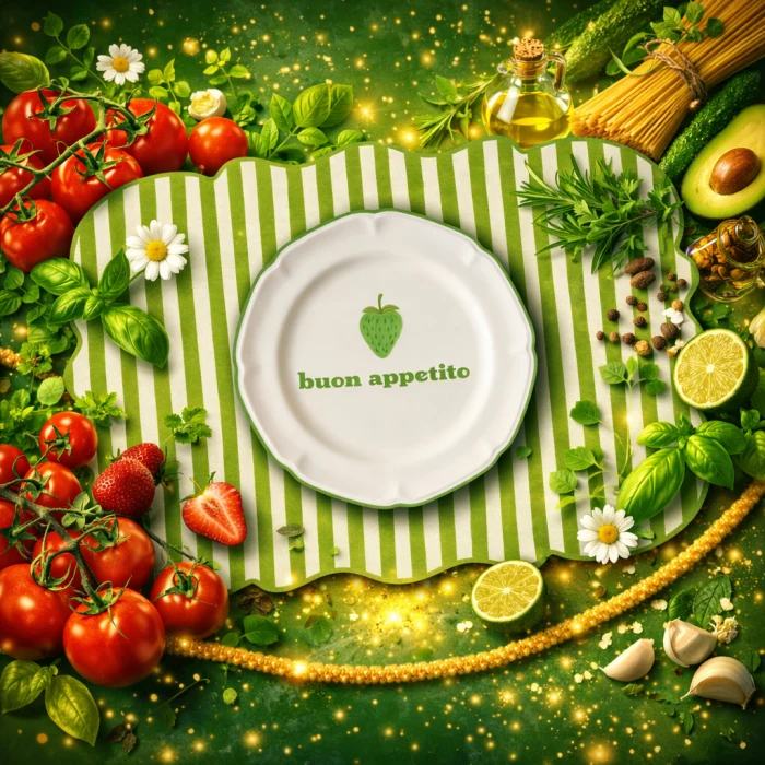 Tovaglietta Americana Sagomata a Righe Buon Appetito Verde 44x30 cm
