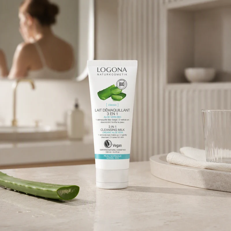 Lait Démaquillant 3 en 1 Logona à l'Aloe Vera 100 ml