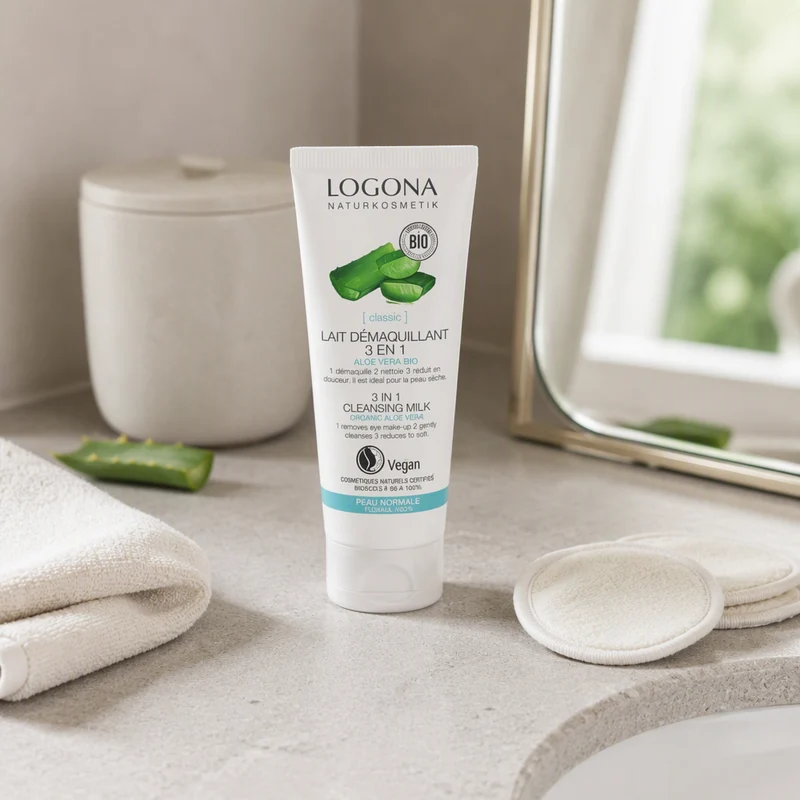 Lait Démaquillant 3 en 1 Logona à l'Aloe Vera 100 ml