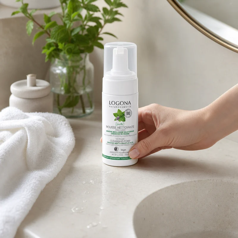 Mousse Nettoyante Menthe Bio & Acide Salicylique Logona 100 ml