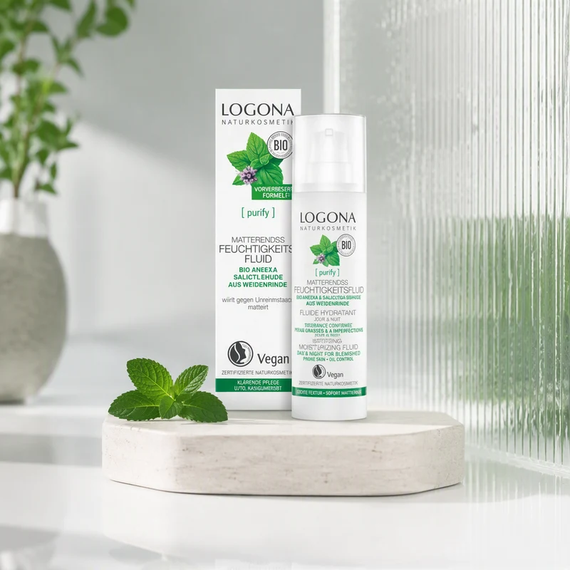 Logona Fluide Hydratant Jour et Nuit à la Menthe Bio et à l'Acide Salicylique 30 ml