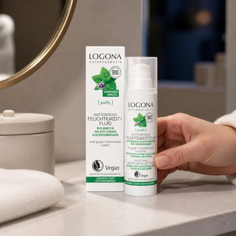 Logona Fluide Hydratant Jour et Nuit à la Menthe Bio et à l'Acide Salicylique 30 ml