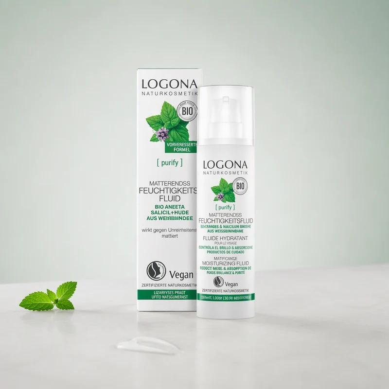 Logona Fluide Hydratant Jour et Nuit à la Menthe Bio et à l'Acide Salicylique 30 ml