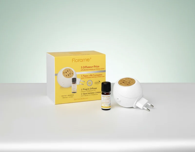 Diffuseur Electrique Florame + Composition BIO d'Huiles Essentielles Anti-Moustiques à la Citronnelle