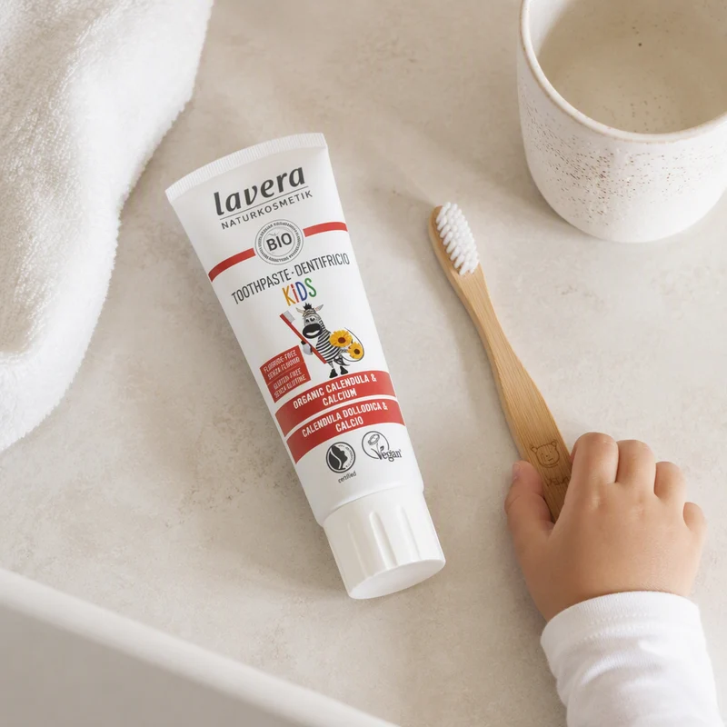 Dentifrice enfant Lavera sans fluorure, calendula et calcium, 75 ml