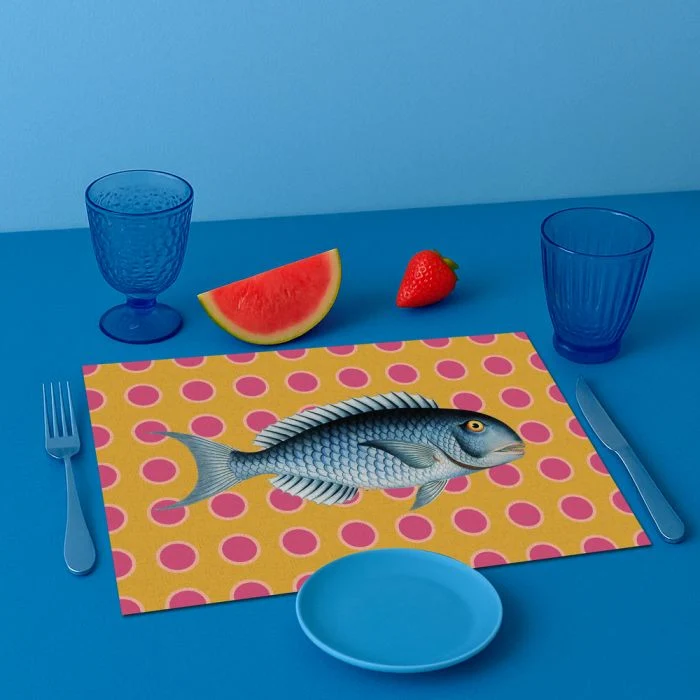 Tovaglietta All'Americana Fish Blu 44x30 cm